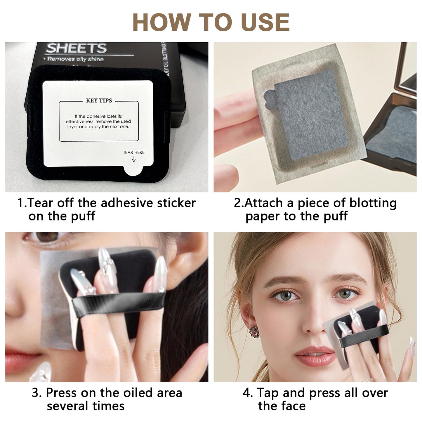 Jutqut Oil Blotting Sheets for Face with Mirror & Puff, 300 Sheets Natural Oil Blotting Paper, Bamboo Charcoal Oil Absorbing Wipes, Oil Control Film for Oily Skin, Makeup Friendly, Absorbs Excess Oil