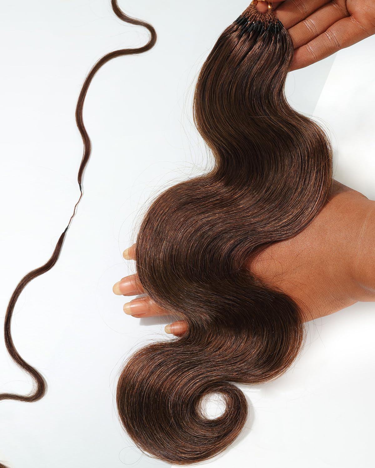 BEEOS Body Wave Remy Human Crochet Hair, #4 Brown Pre-Separated Knotless Feather Crochet Hair for Black Women, Miracle Knots 1 PCS 25 Strands 22 Inch