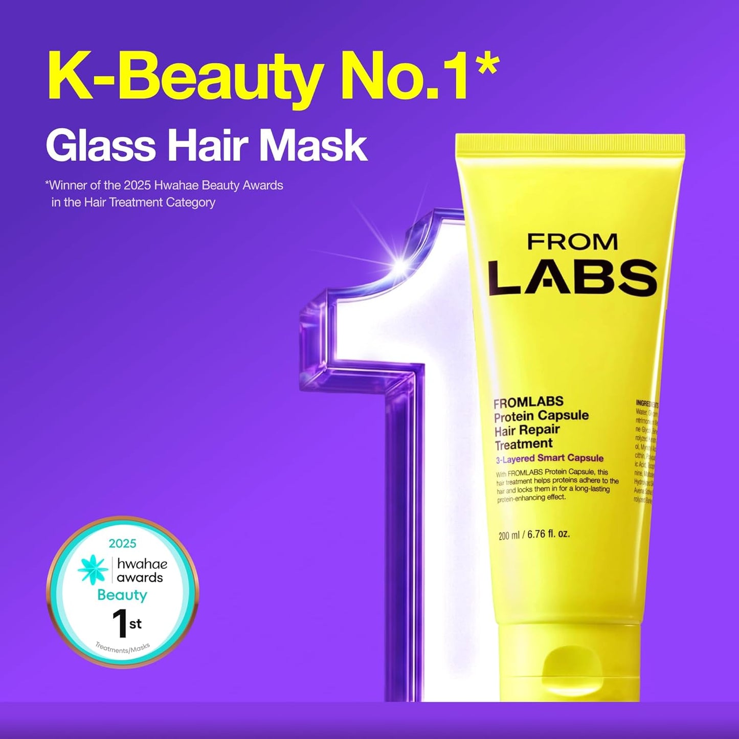 Protein Hair Repair Treatment - 3-Minute Keratin Mask for Damaged Hair | Anti-Frizz, Low-pH, 6.76 fl oz