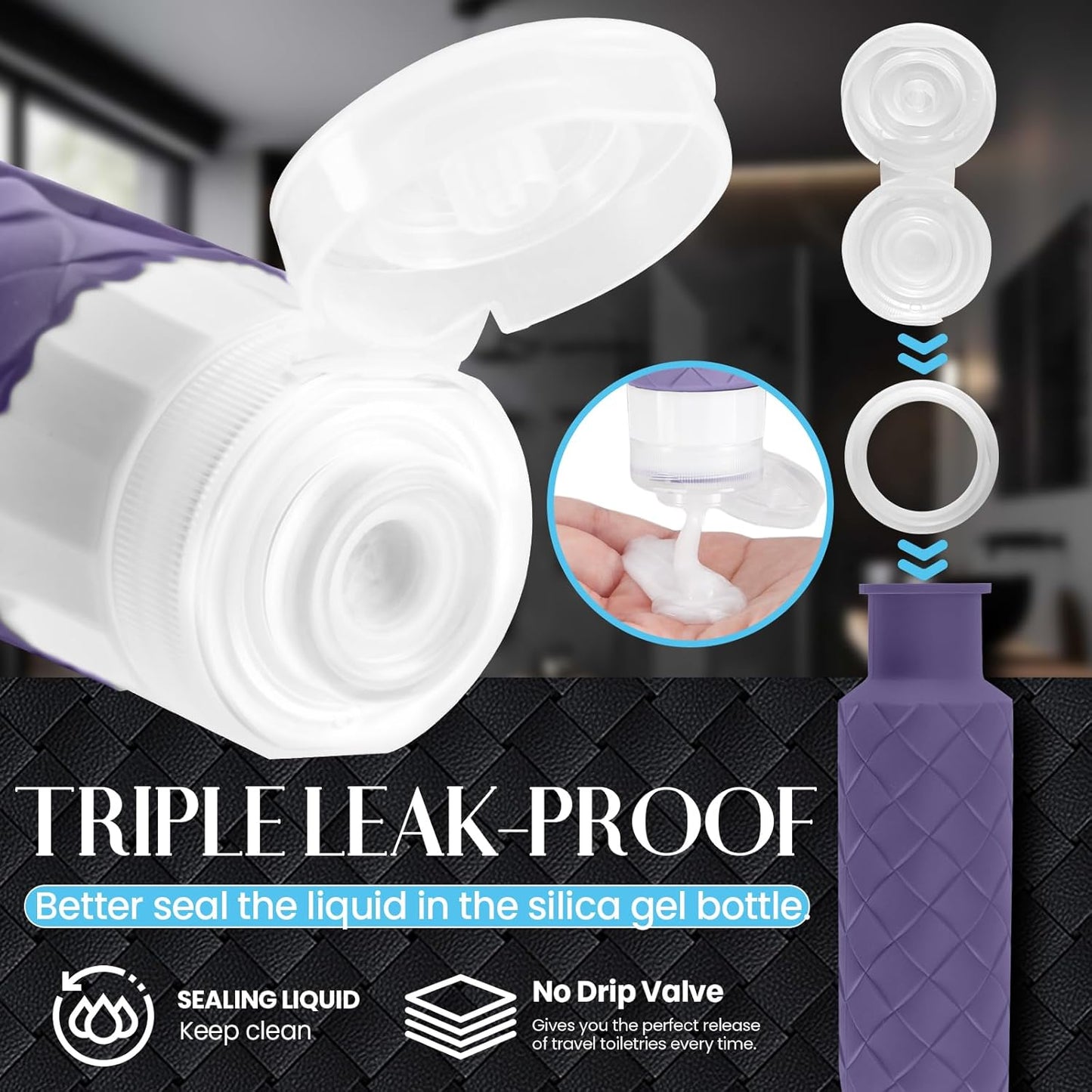 Travel Bottles for Toiletries - TSA Approved Silicone Containers | BPA Free, Leak Proof, Refillable - Purple