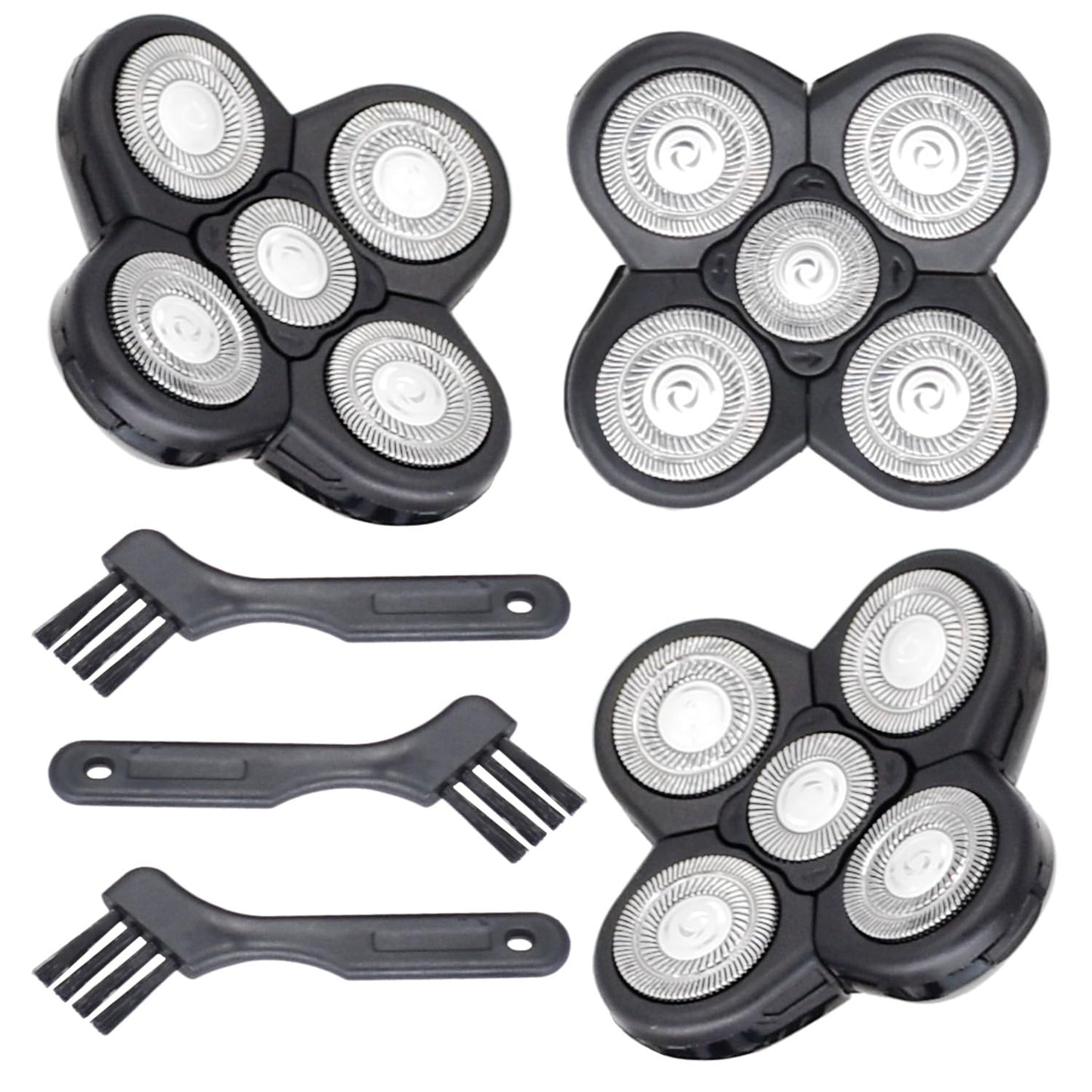 BOEEA 3 Pack Blades Refills Compatible with Freebird Shaver, 5 Blade Shaver Replacement Head for Bald Men, Electric Razor Replacement Heads for Freedom Grooming with 3 Cleaning Brush