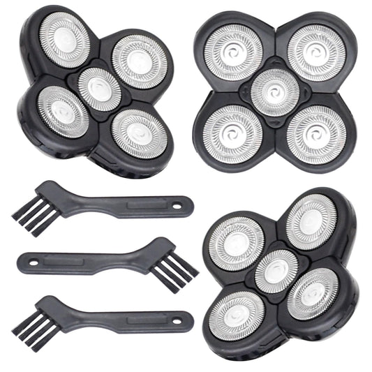 BOEEA 3 Pack Blades Refills Compatible with Freebird Shaver, 5 Blade Shaver Replacement Head for Bald Men, Electric Razor Replacement Heads for Freedom Grooming with 3 Cleaning Brush
