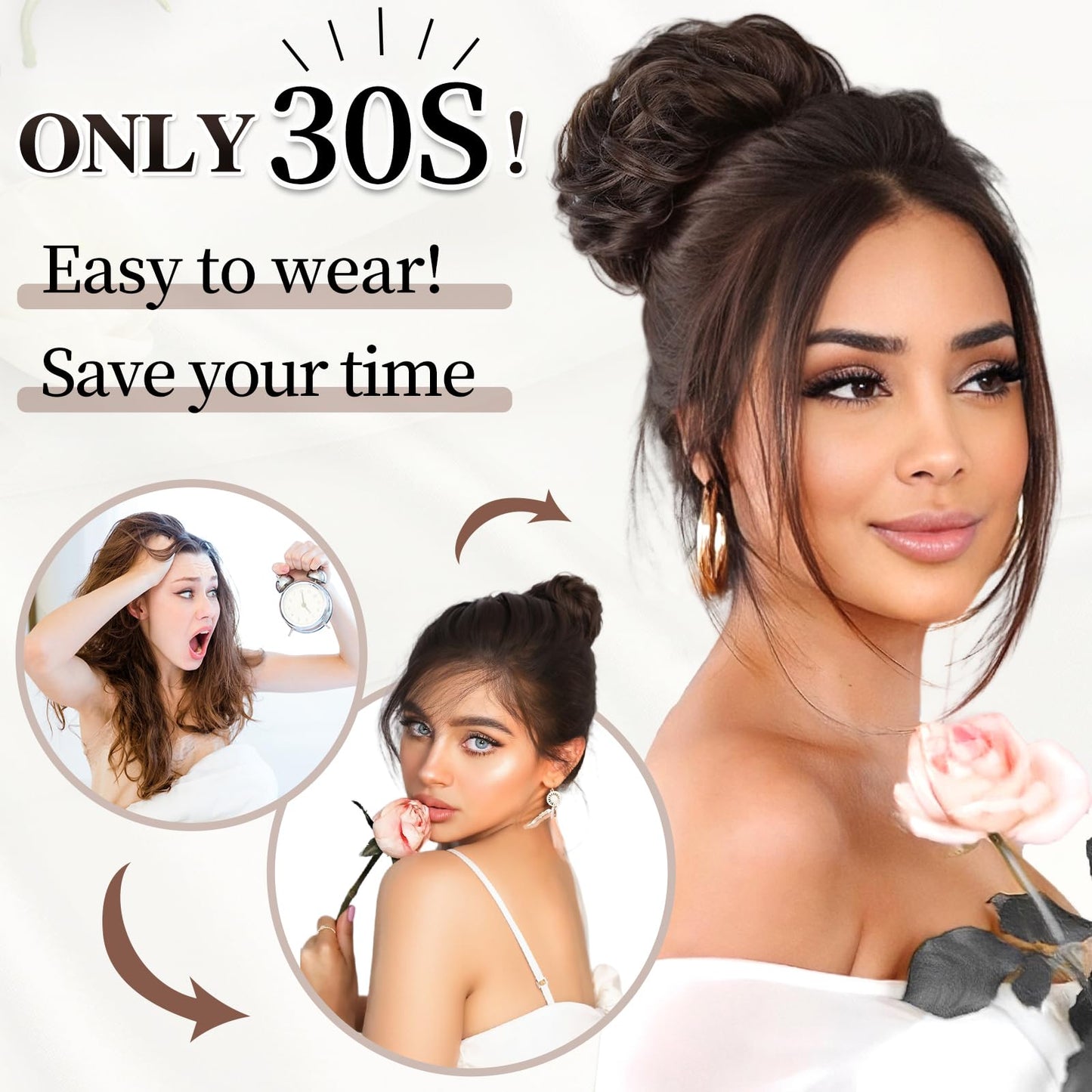 HMD Messy Bun Hair Piece Curly Hair Bun for Women Hair Bun Hair Piece Scrunchies Synthetic Fake Bun Chignon Hair Extensions Hairpieces for Daily Wear