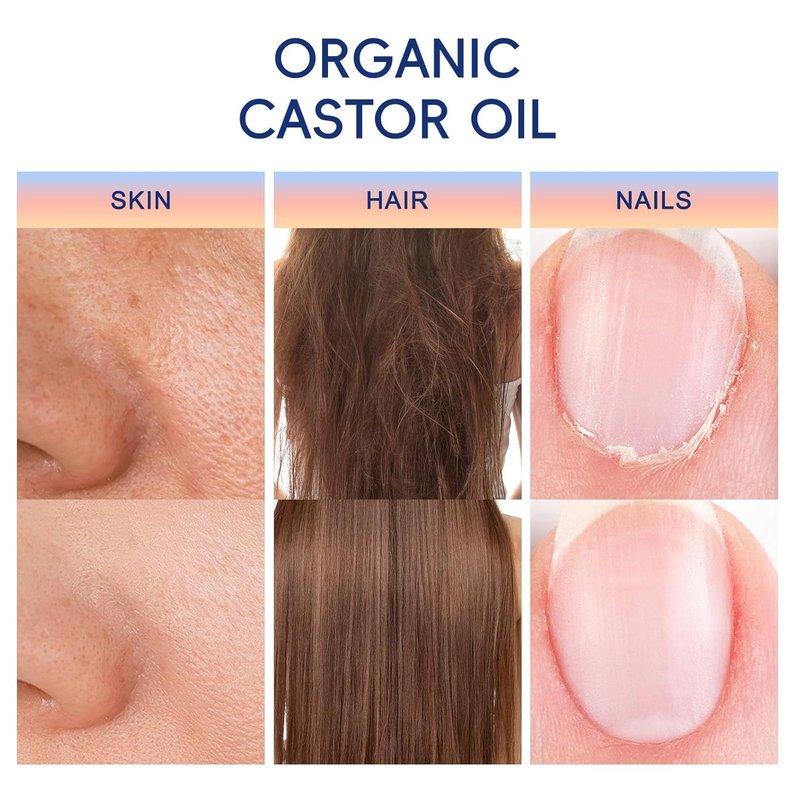 Organic Castor Oil Roll-On with Rose Quartz Roller | 100% Cold Pressed, Hexane-Free | Moisturizes Skin & Hair - 1 Piece
