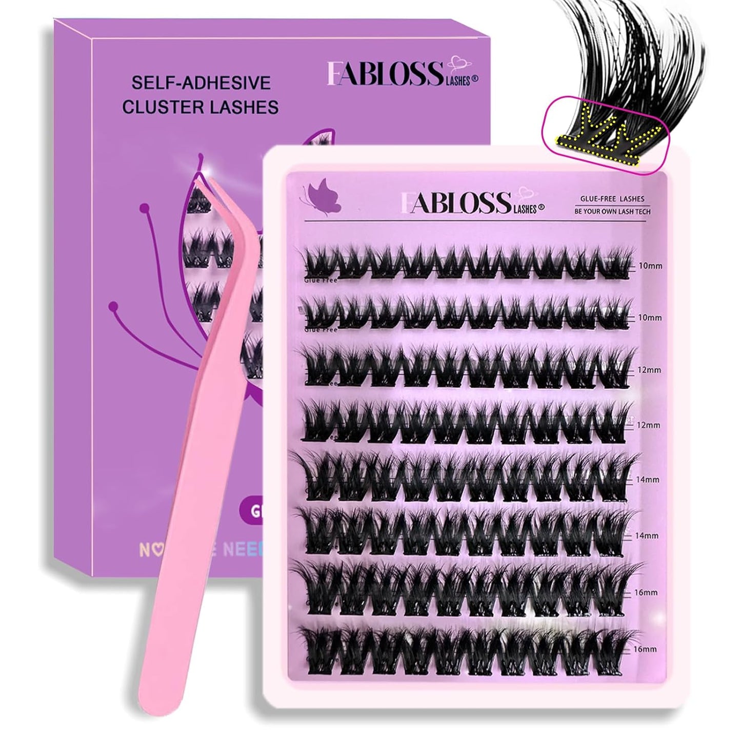 Self-Adhesive Eyelash Clusters – 40 Pcs Thick Volume Lashes | Pre-Glued, No Residue, 14-16MM