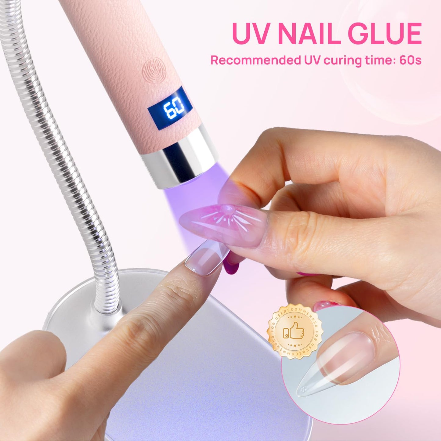 krofaue Solid Nail Glue Gel, Press on Nail Glue 4 x 20g Each (80g Total), Need UV LED Lamp Curing Strong Adhesion for Acrylic Nail Tips Rhinestones 3D Nail Gel Nail Extension Professional Use