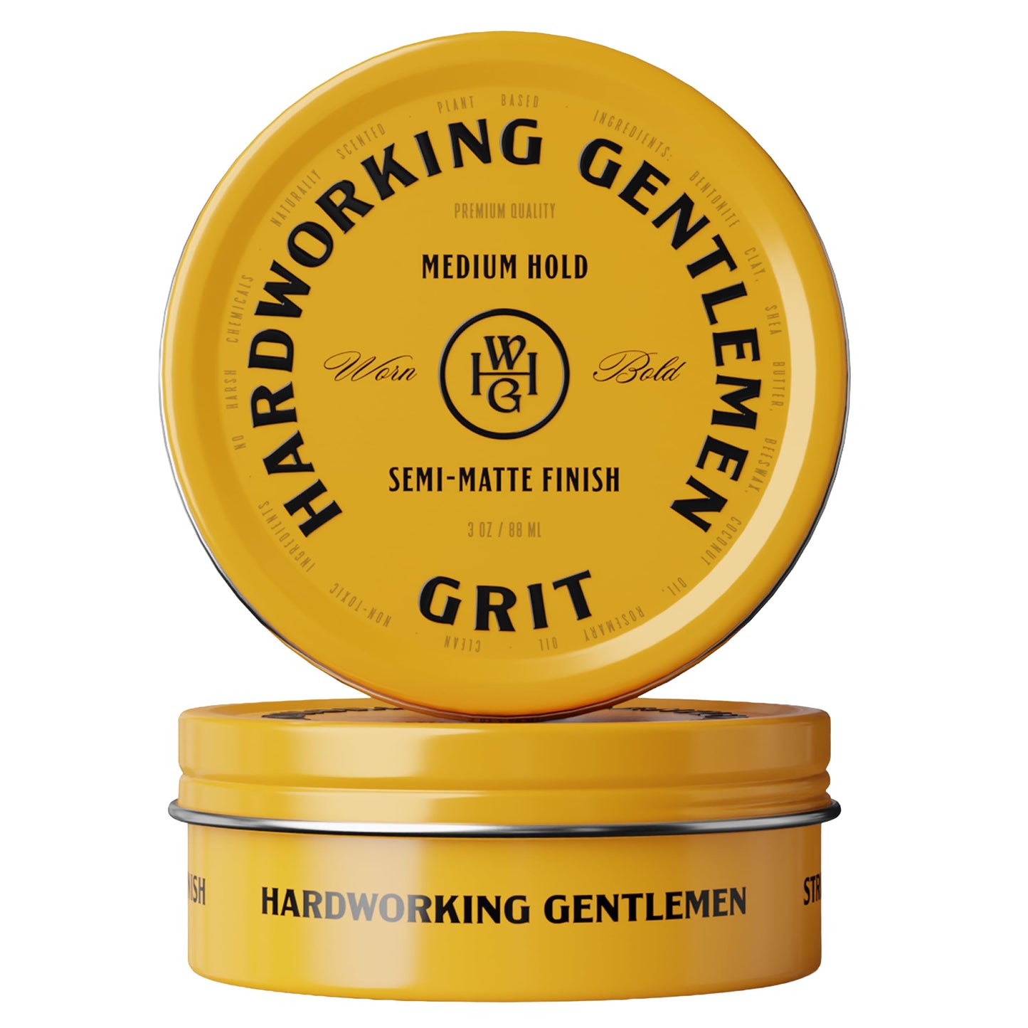 Hardworking Gentlemen Medium Hold GRIT Hair Styling For Men, Semi-Matte Finish, Holds All Day, Satural Texture & Reworkable Style, 3 oz - Made in the USA