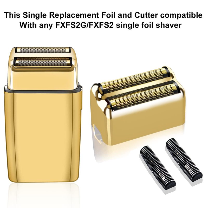 Gold Replacement blades Foil and Cutters Compatible with BaBylissPRO Barberology FXFS2 Shaver foil Replacement Heads(2 pack ）