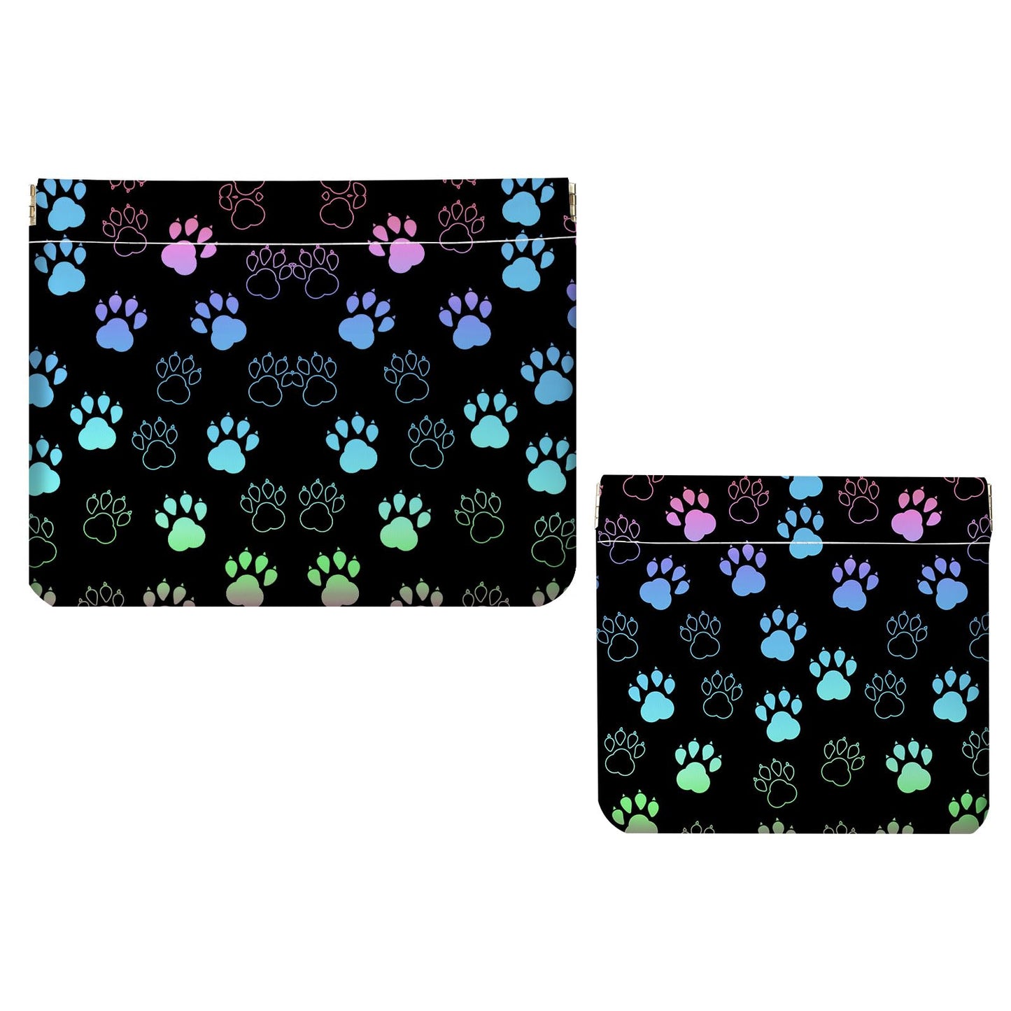 Luoycxy 2 PCS PU Leather Small Makeup Bag Set for Purse,No Zipper Self-closing Cosmetic Bag, Portable Coin Purse Lipstick Accessories Organizer Travel Toiletry Storage Pouch for Women,Dog paw print