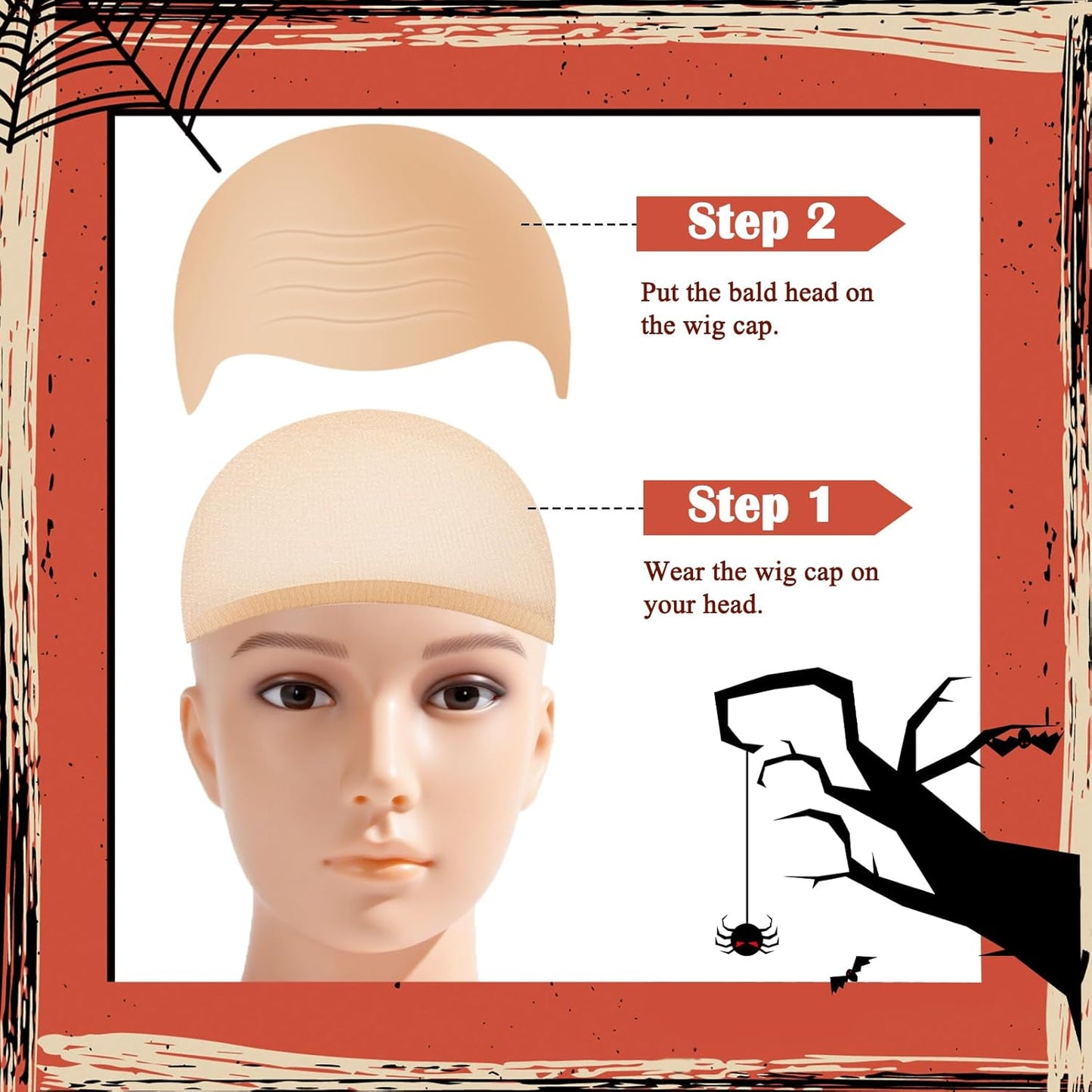 Latex Bald Cap Set - Adult Bald Cap & Nylon Wig Caps for Halloween, Cosplay & Costume Parties