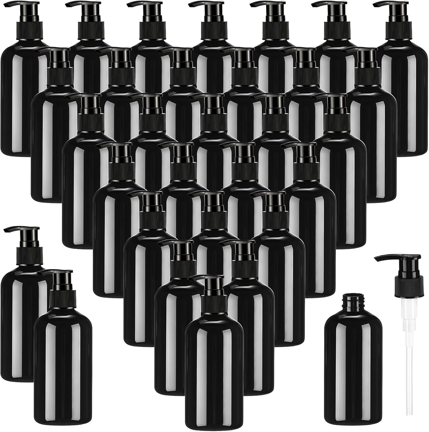32 Pcs Empty 8oz Plastic Pump Bottles - Refillable Lotion Dispenser for Shampoo, Face Cream & Liquid Soap | Black