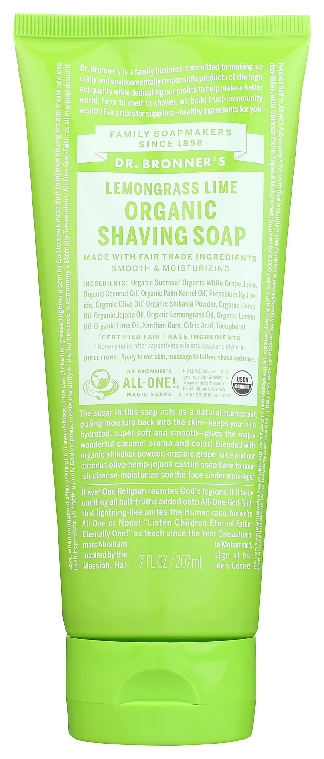 Dr Bronners, Shave Gel Lemongrasss Lime Organic, 7 Fl Oz