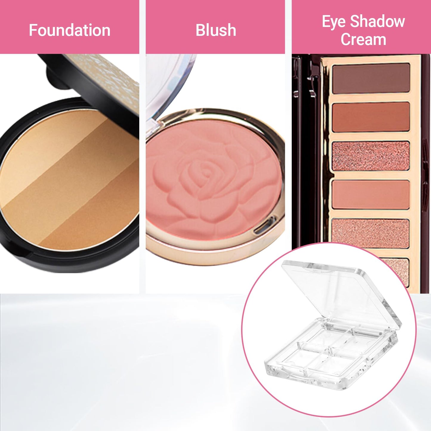 Gallipower 4 Pcs Empty Lipstick Palette,Transparent Eyeshadow Powder Makeup Palette Pigment Tray,Refillable Makeup Container Holder Case for Women Girls Ladies