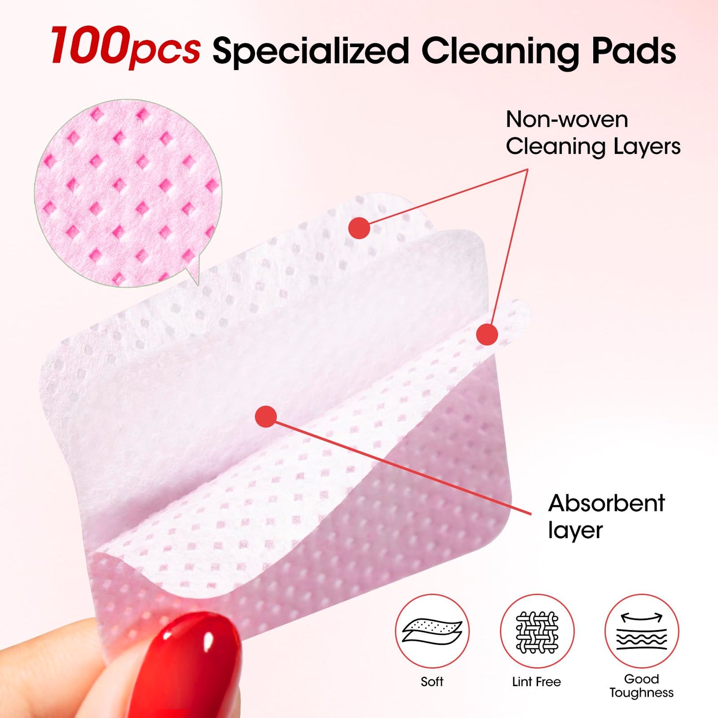 Gellen Nail Art Brush Cleaner with Wash Cup & 100Pcs Cotton Pads