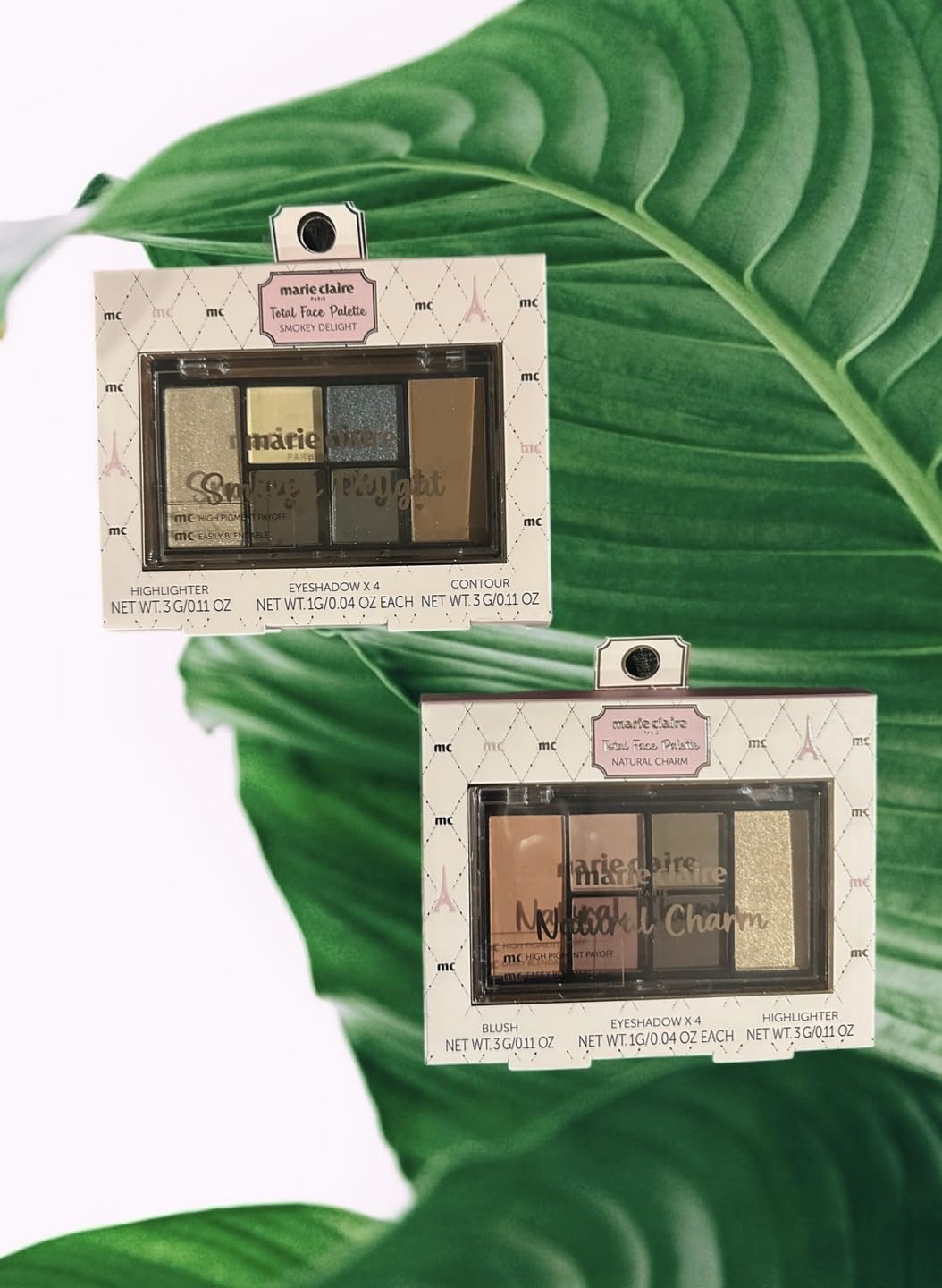 Total Face Palette Duo - Natural Charm & Smokey Delight | Highlighter, Eye Shadow, Contour