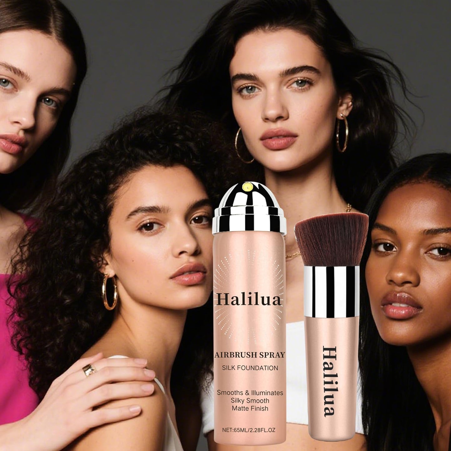 Airbrush Foundation Spray with Brush - Full Coverage Magic Minerals Airbrush Foundation for Smooth Radiant Finish, Hydrating Makeup for a Flawless, Natural Finish, Breathable (Beige)
