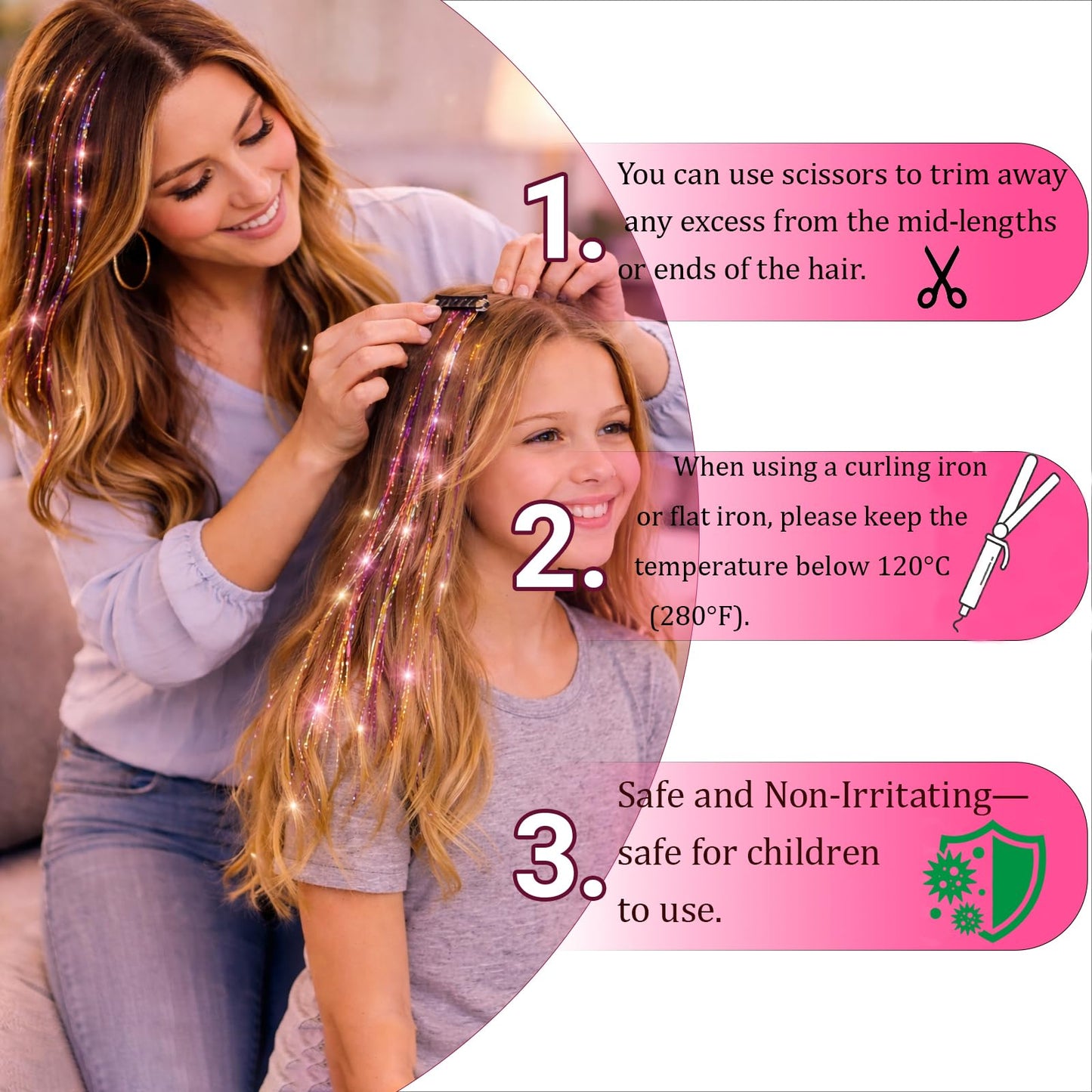 Clip In Hair Tinsel Extensions for Party Festival Gift Hair Accessories