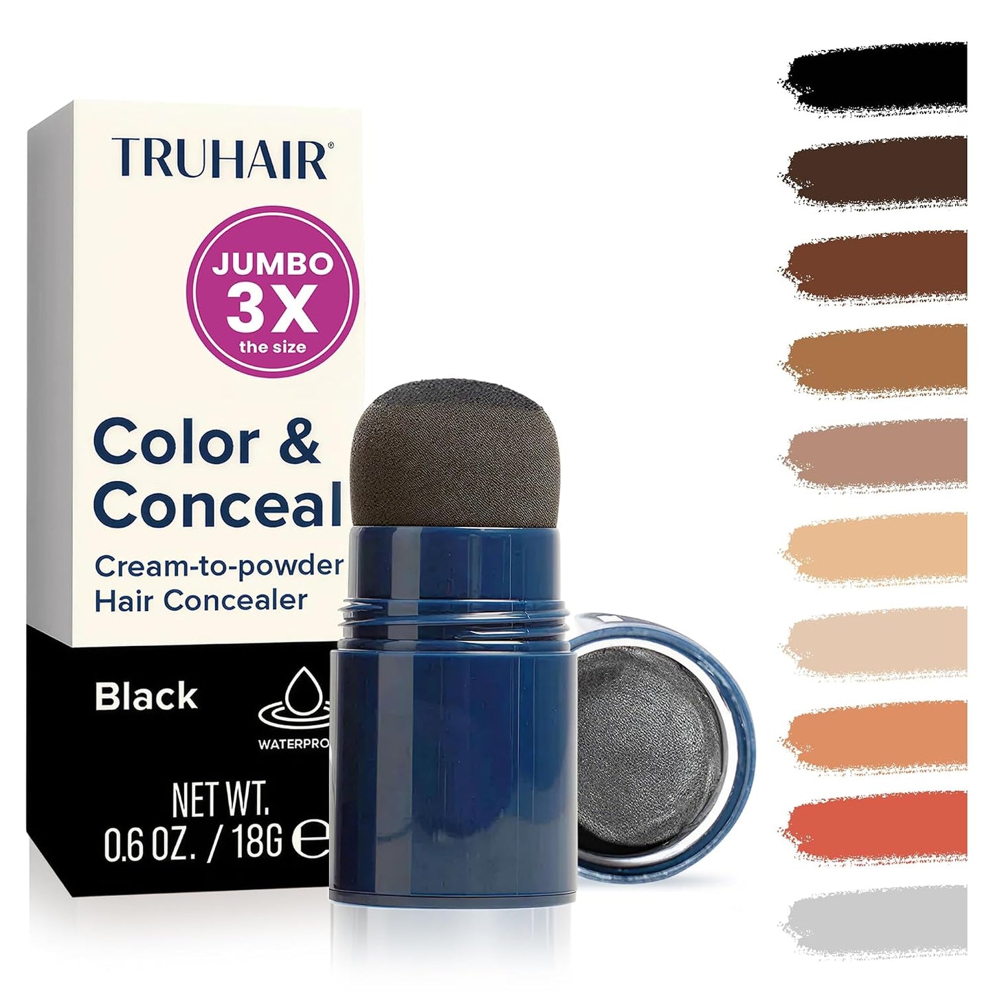 TRUHAIR Color & Conceal Waterproof Root Touch Up - Gray Coverage & Hairline Filling | Auburn Shade