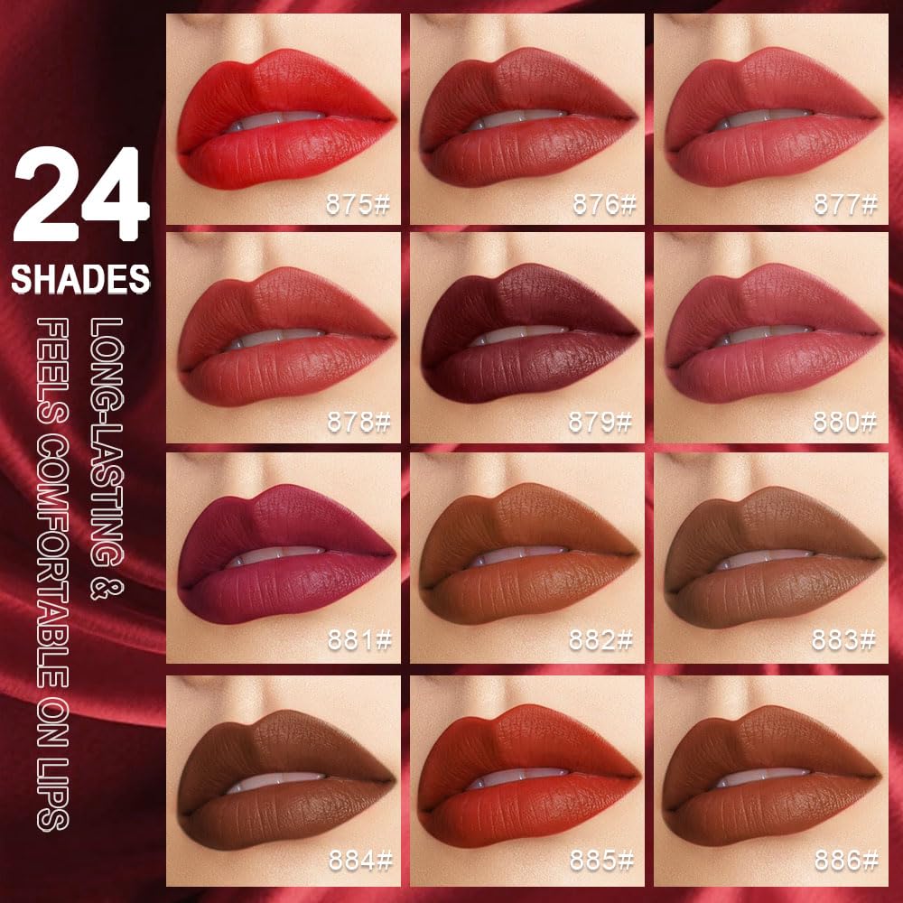 evpct Crimson Red Velvet Matte Lipstick, High Pigmented Slim Lipstick Long Lasting Waterproof for Women, Velvet Silky Lip Stick Stain Color Makeup Blendable 24 Hours Original Makeup Labiales, 898#