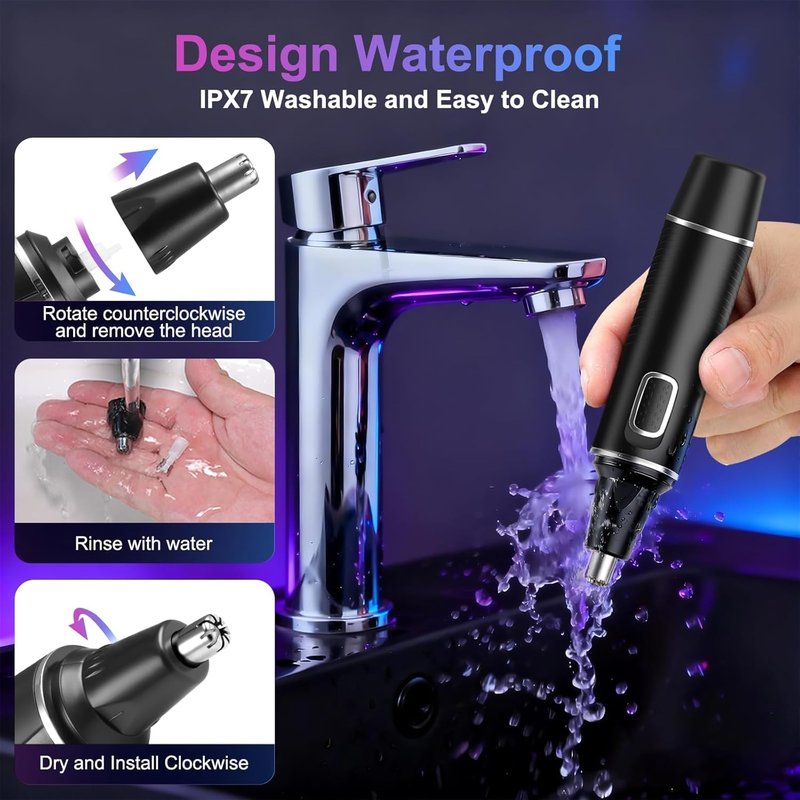 AREYZIN Nose Hair Trimmer for Men,Rechargeable Ear and Nose Trimmer,Professional Eyebrow & Facial Hair Trimmer,Sliver