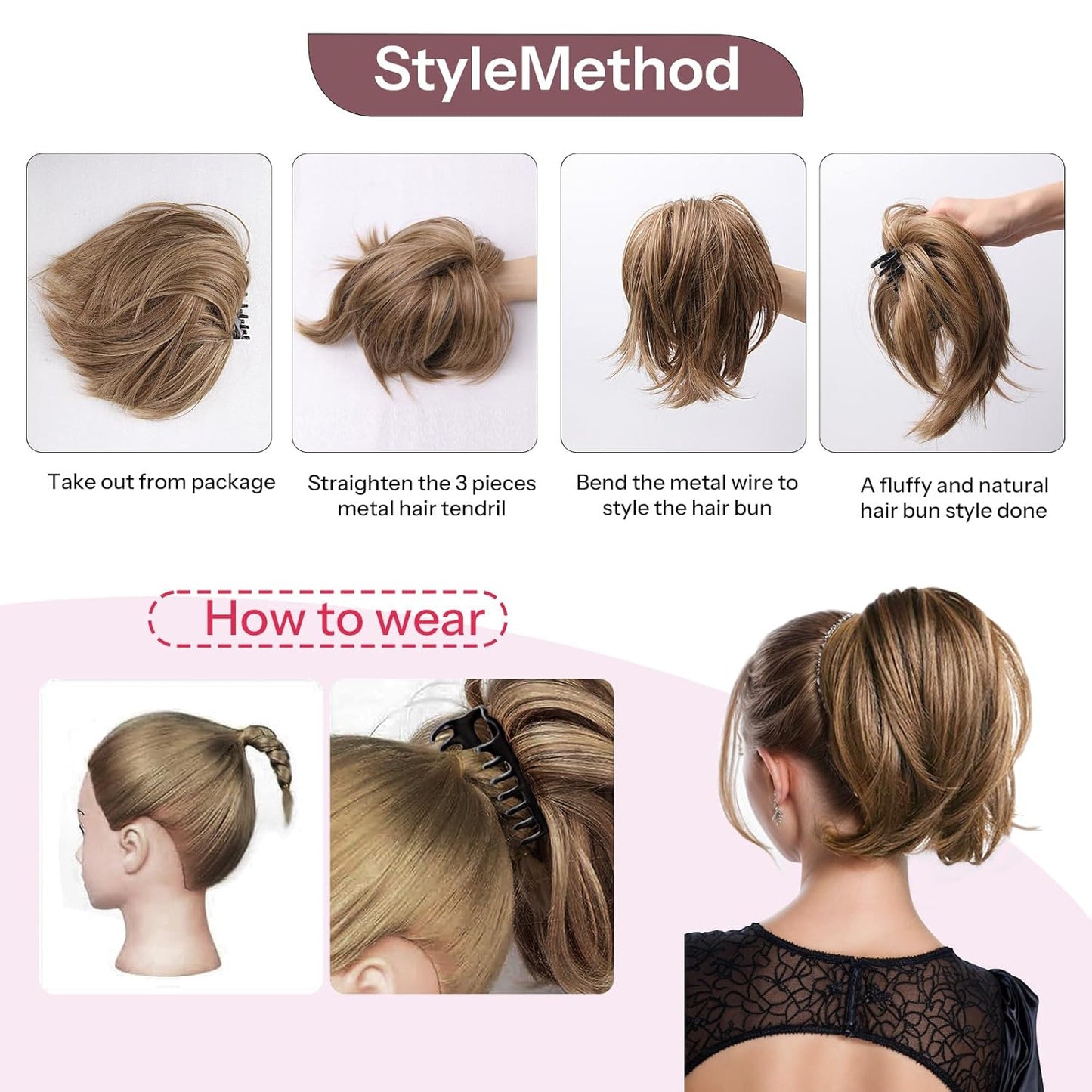 Ponytail Extension - 12 Inch Straight Human Hair Clip-In Ponytail | Brown Synthetic Updo Hair Piece