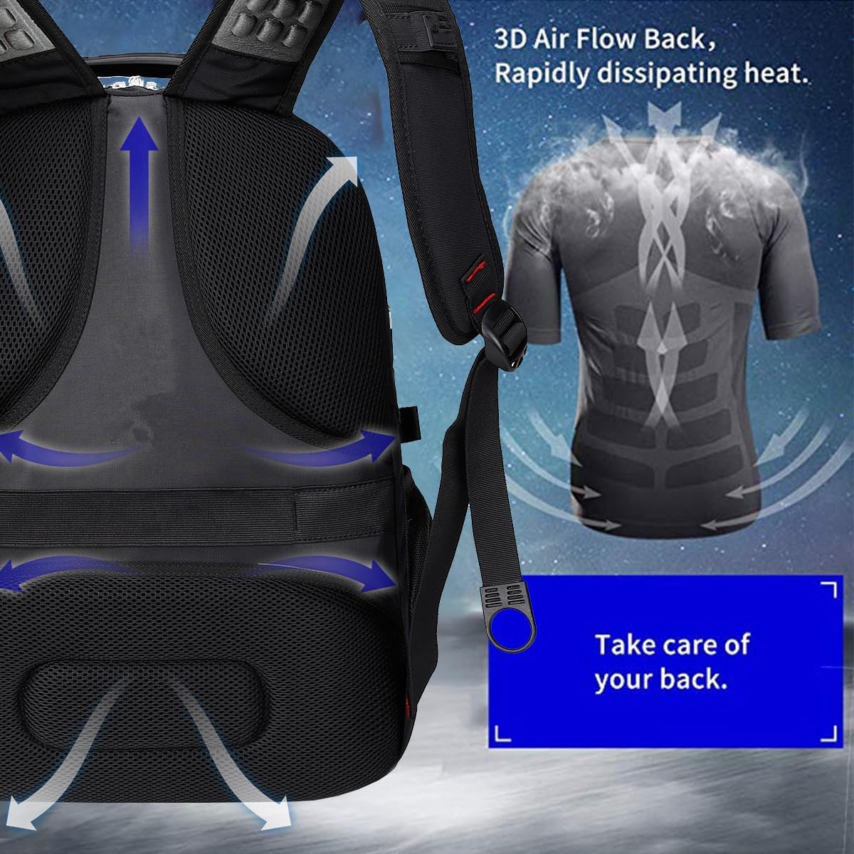 SHRRADOO Extra Large 50L Travel Laptop Backpack - Airline Approved, Fits 17 Inch Laptops | Black