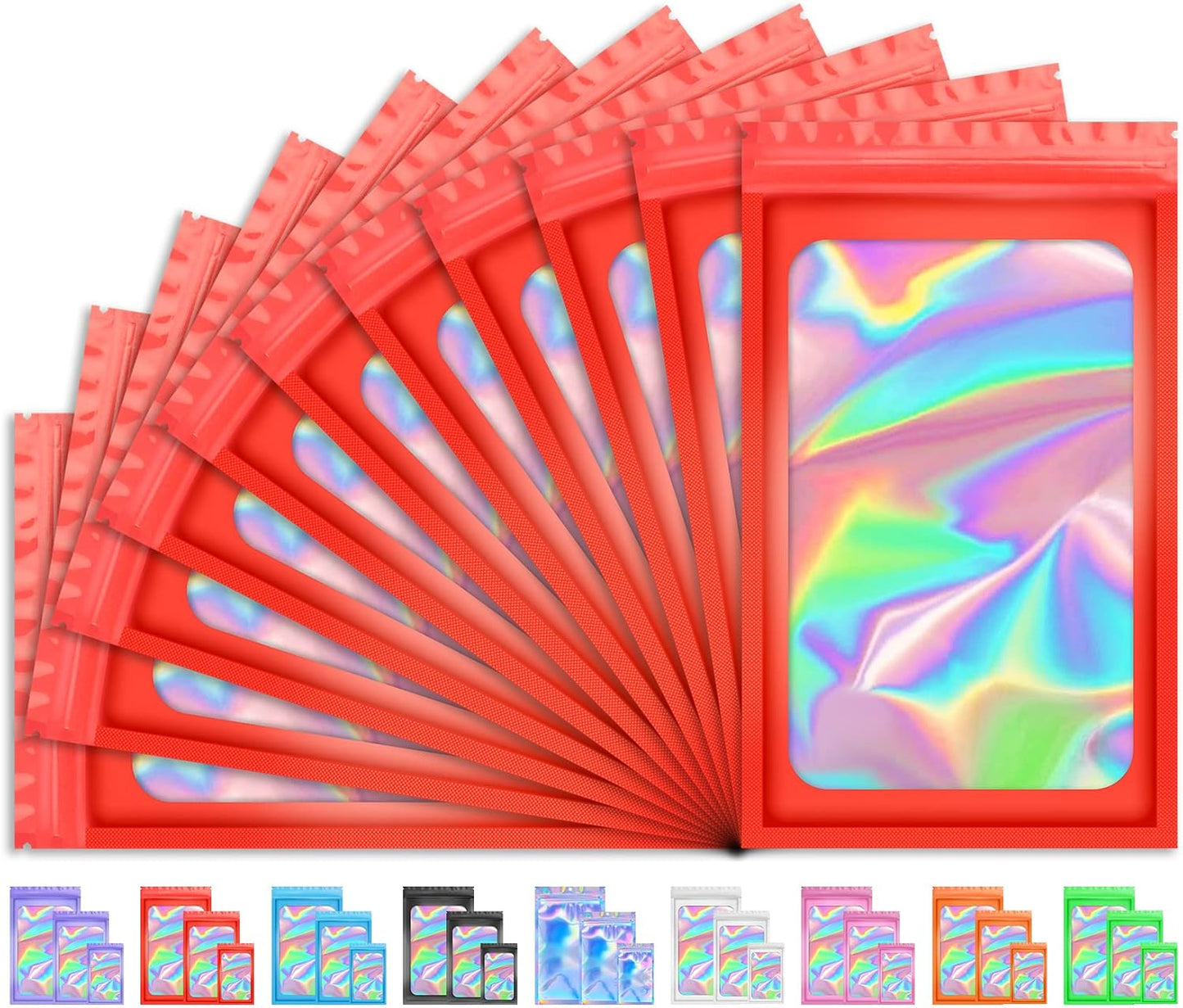 Holographic Smell Proof Bags - 100 PCS Resealable Mylar Gift Bags for Food & Jewelry | 3x5 Inch
