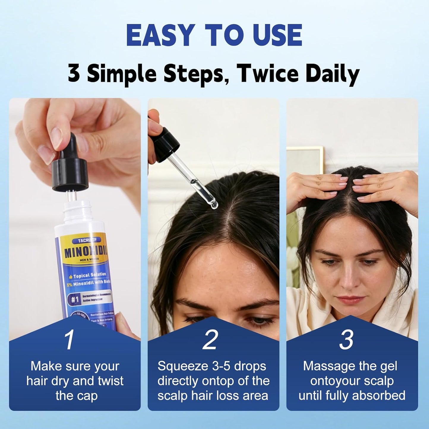 5% Minoxidil Hair Growth Treatment - Extra Strength Liquid Solution for Thicker, Fuller Hair | 8 Pack, Biotin & Castor Oil Enriched