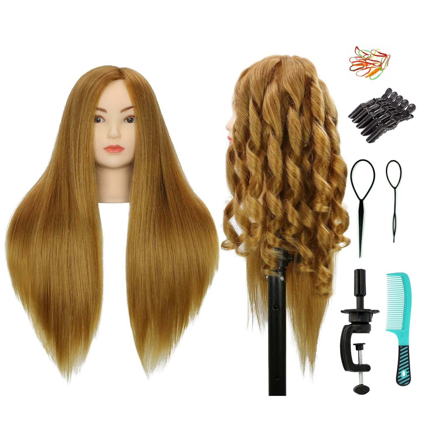 Realistic Human Hair Mannequin Head - 80% Real Hair for Hairdresser Training | 22-Inch Blonde Cosmetology Manikin