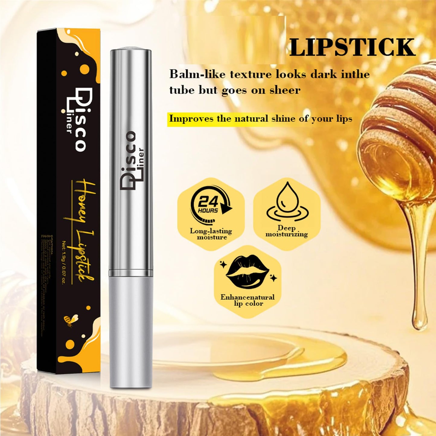 Honey Lipstick Lip Tinted Lip Balm, Creamy Texture Nourishing Moisturizing Deep to Sheer Pigment Emollient, Enriched Lipstick Enhances Natural Color, Smooth Application Seamless Blend