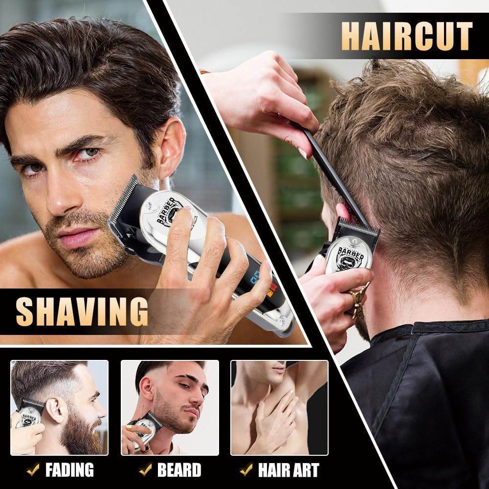 Professional Hair Clippers for Men - Cordless Hair Clipper with LCD Display | Barber Kit & Beard Trimmer