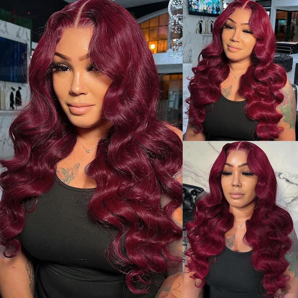 #99J Burgundy Bundles Human Hair Body Wave Bundles 34 Inch Wine Red Body Wave Bundle Unprocessed Brazilian Virgin Weave Hair 1 Bundle 50 Gram Per Bundle