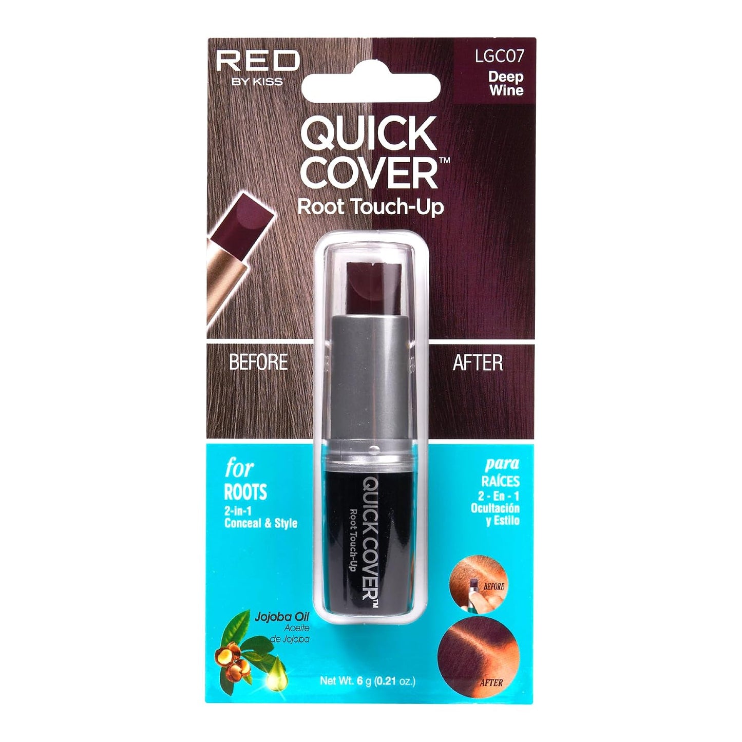 Quick Cover Root Touch Up Stick - Water-Resistant Gray Hair Concealer with Brush | Long-Lasting, Easy Application (Black)