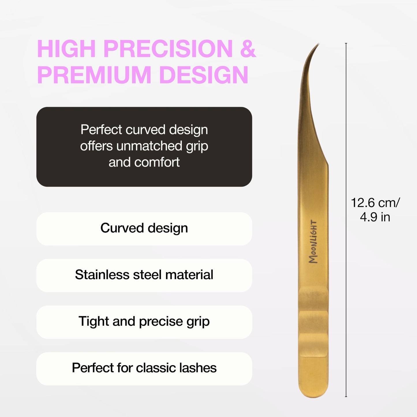 Curacoro Lash Tweezers for Eyelash Extension - LashSmith Curve Isolation Eyelash Tweezer for Classic Lashes