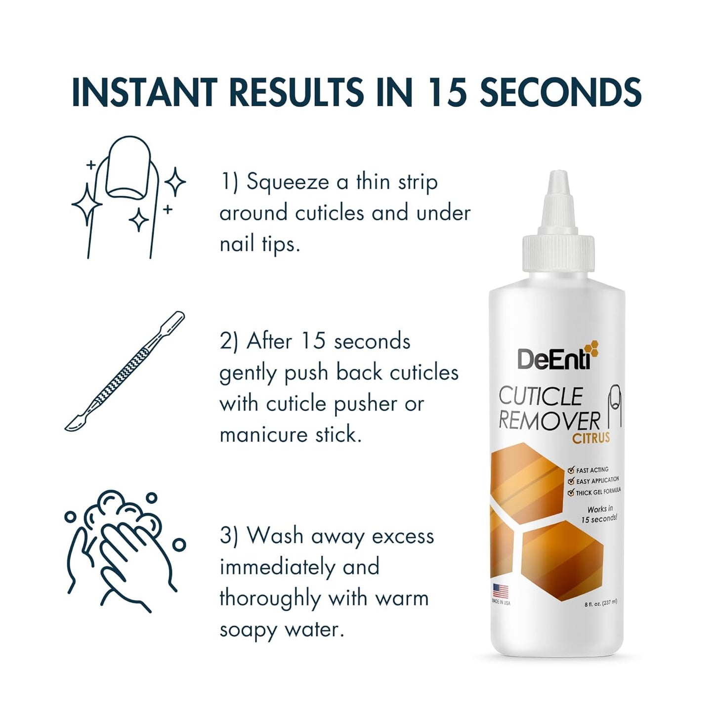 Cuticle Care Kit - Citrus Scented Cuticle Remover, Nourishing Cuticle Oil & Metal Pusher Tool | Salon-Grade Nail Care Essentials