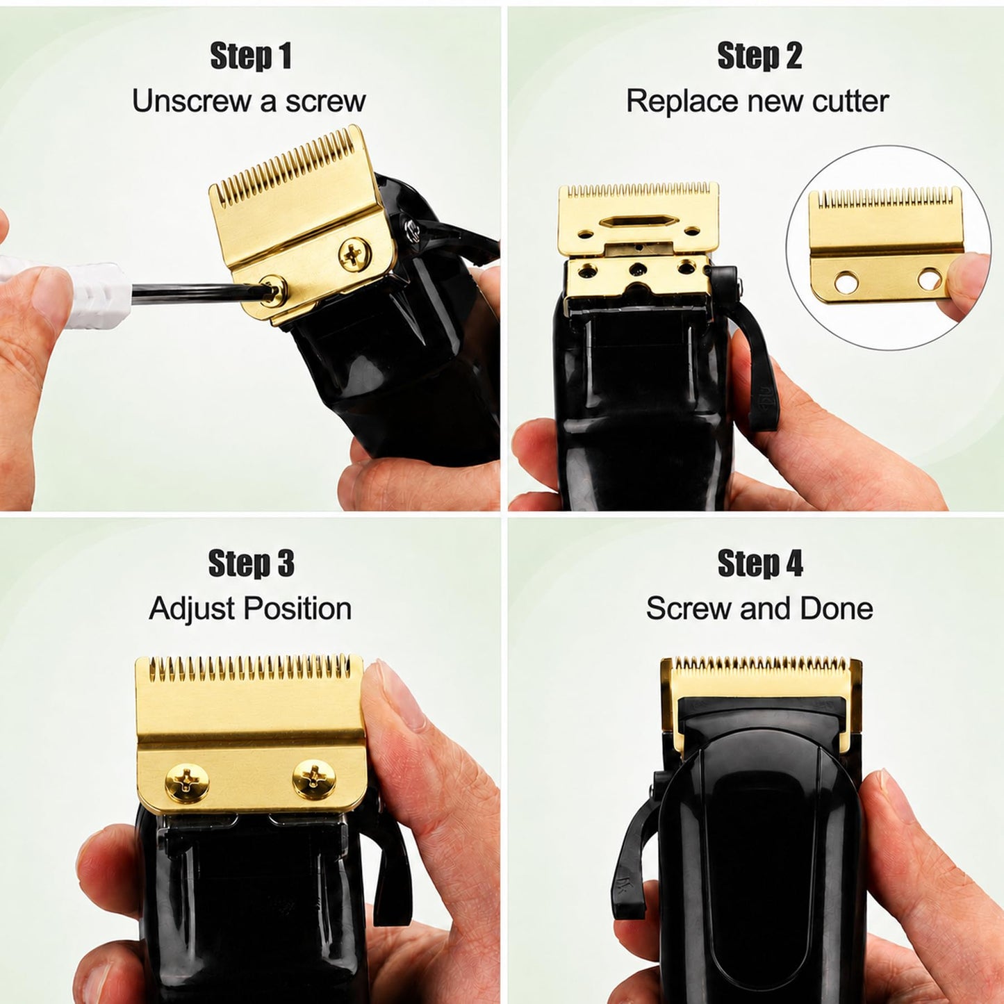 Clippers Blades Replacement Compatible with Wahl 30-15-10(#1037-400),Professional Animal Standard Adjustable Blade Set,Ceramic Dog Blade Set,2 Set(Gold/Silver)