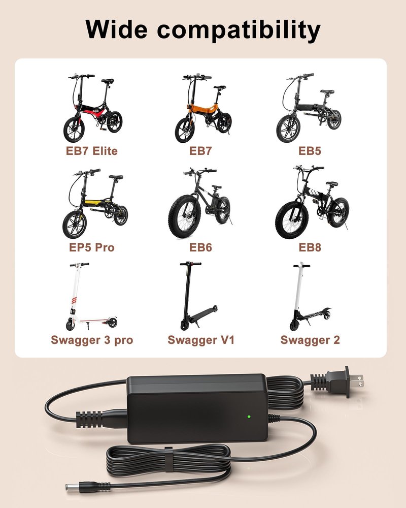 42V for Swagtron EB7 Charger for Swagtron Elite EB5 EB7 Plus EB5 Pro EB8 Ebike EB-12 EB-11 EB-10 EB-9 36V Electric E Bike Swagcycle SC-1 SC1 Swagger 2 3 Pro V1 SG-3 SG-6 SG3 SG6 Charger