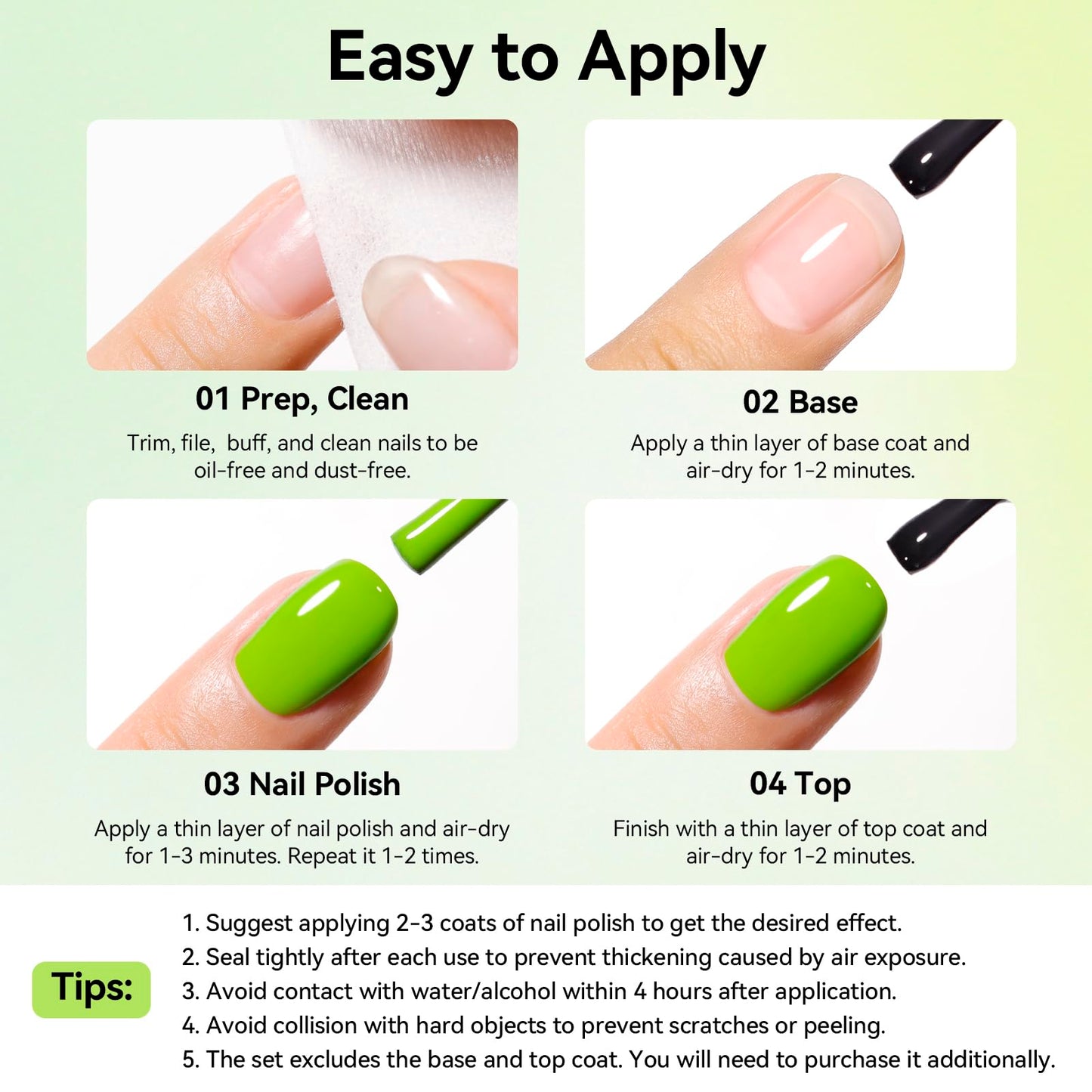 Nailshion Green Nail Polish, Spring Summer Olive Teal Natural Green Shade Natural Nail Polishes for Fingernails&Toenails, Quick Dry, Non Gel, Rich in Castor Oil, Nail Art DIY at Home St. Patrick's Day