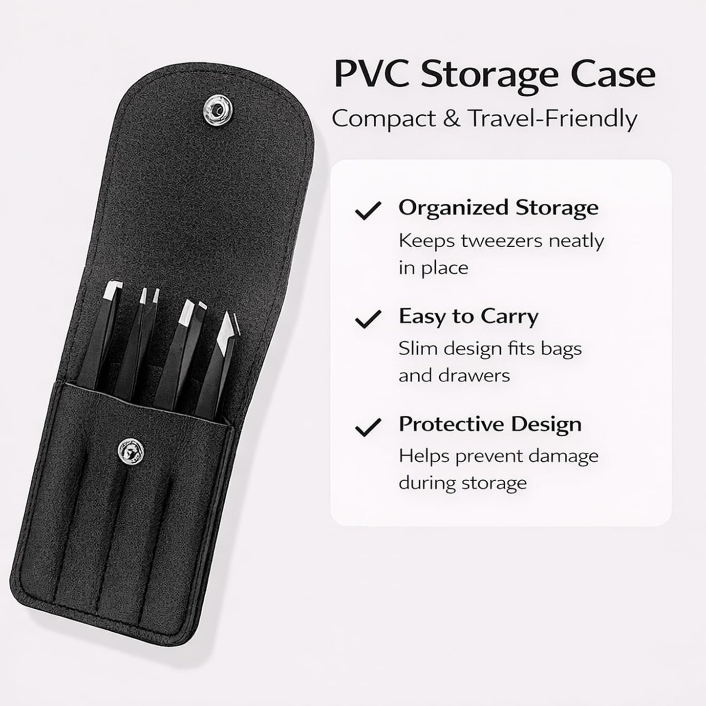 Precision Tweezers Set - Stainless Steel Eyebrow & Ingrown Hair Removal Kit | 4 Pcs Professional Grooming Tools with Travel Case