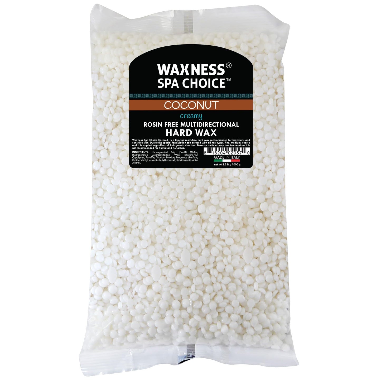 Waxness Spa Choice Assorted Hard Wax Beads 2.2 lb 1 kg Pack of 3 - Mango, Coconut, Baby Blue