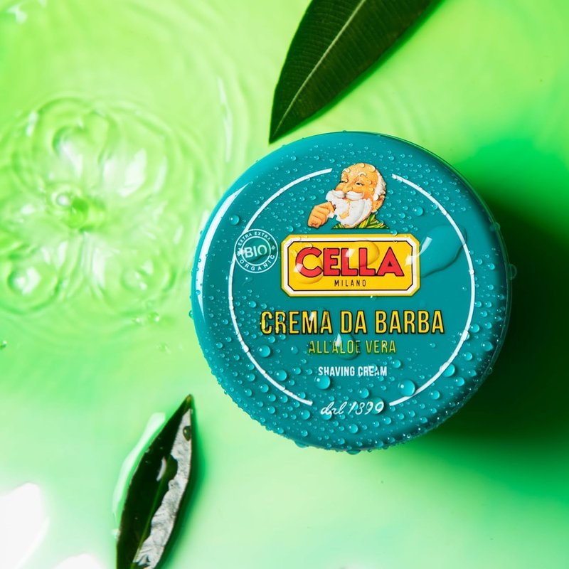 Cella Milano Aloe Vera Shaving Cream Soap, 150 g – Dense, Luxurious Lather with Razor-Glide Protection, Made in Italy Since 1899”