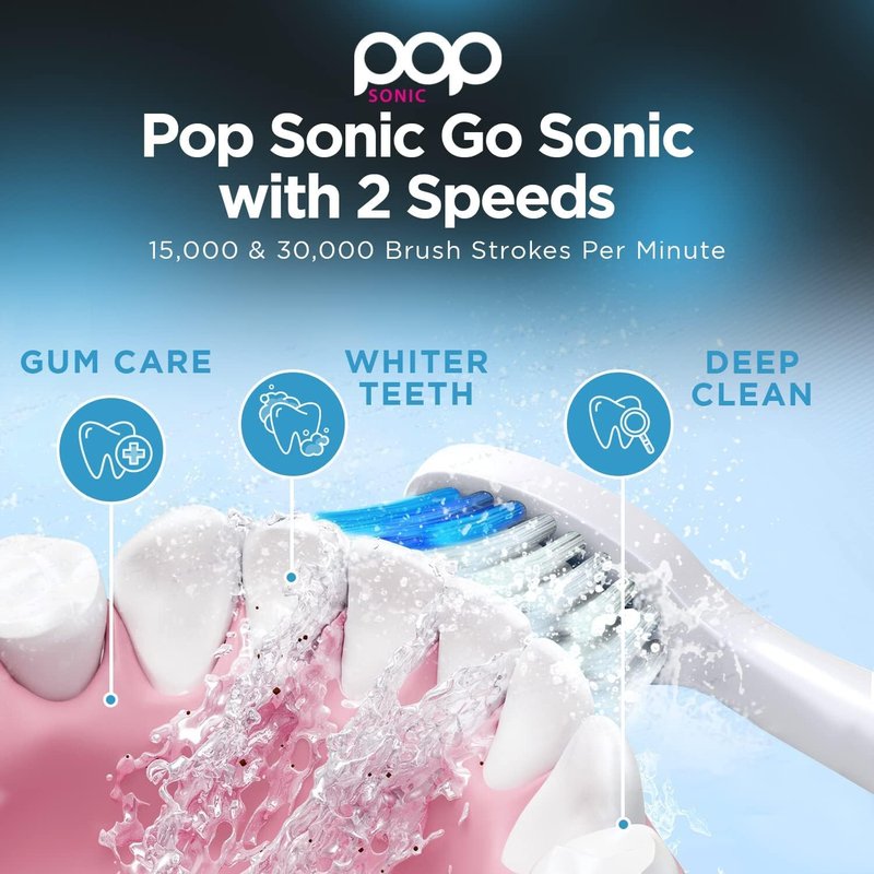 Pop Sonic Electric Toothbrush (Green Solid) - Travel Toothbrushes w/AAA Battery | Kids Electric Toothbrushes with 2 Speed & 15,000-30,000 Strokes/Minute, Dupont Nylon Bristles