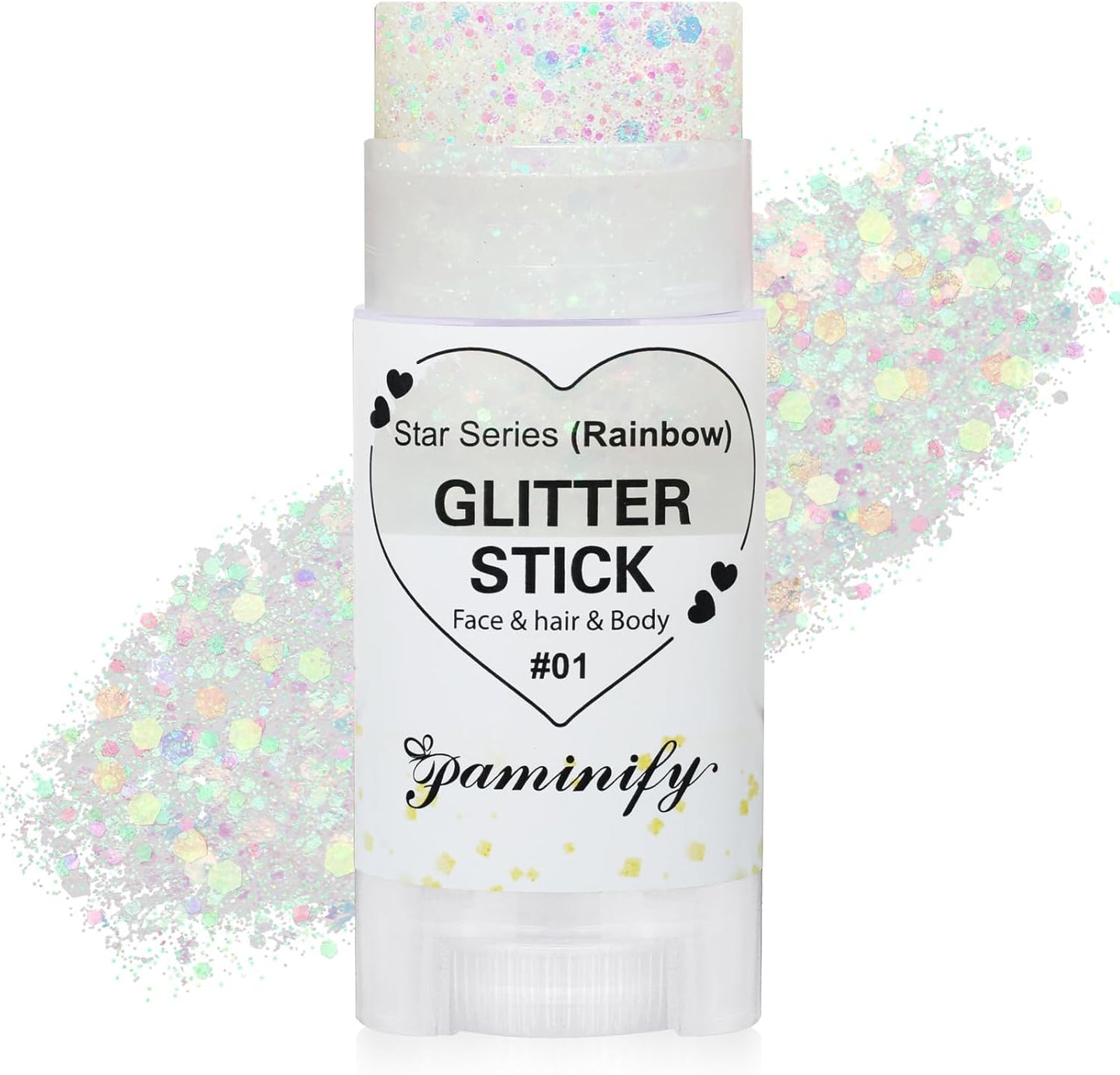 Rainbow White Hair Glitter Stick - Mermaid Fairy Costume Makeup | Waterproof Face & Body Glitter for Kids & Adults