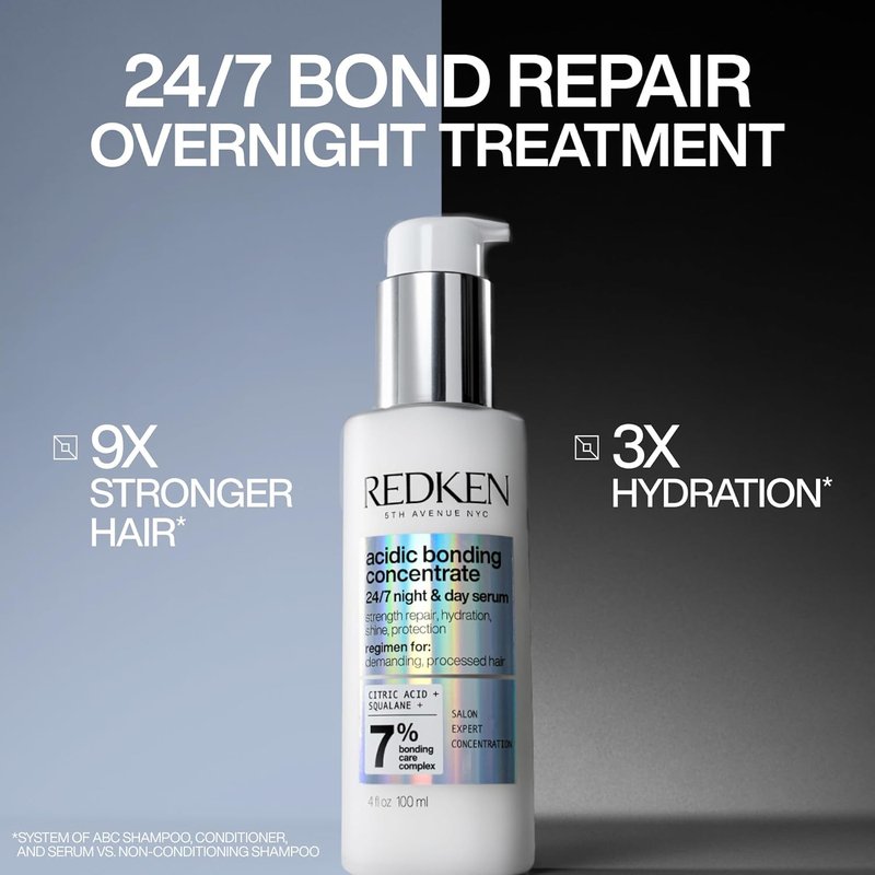 Redken Acidic Bonding Concentrate Serum - Overnight Repair for Damaged Hair | Lightweight & Anti-Frizz