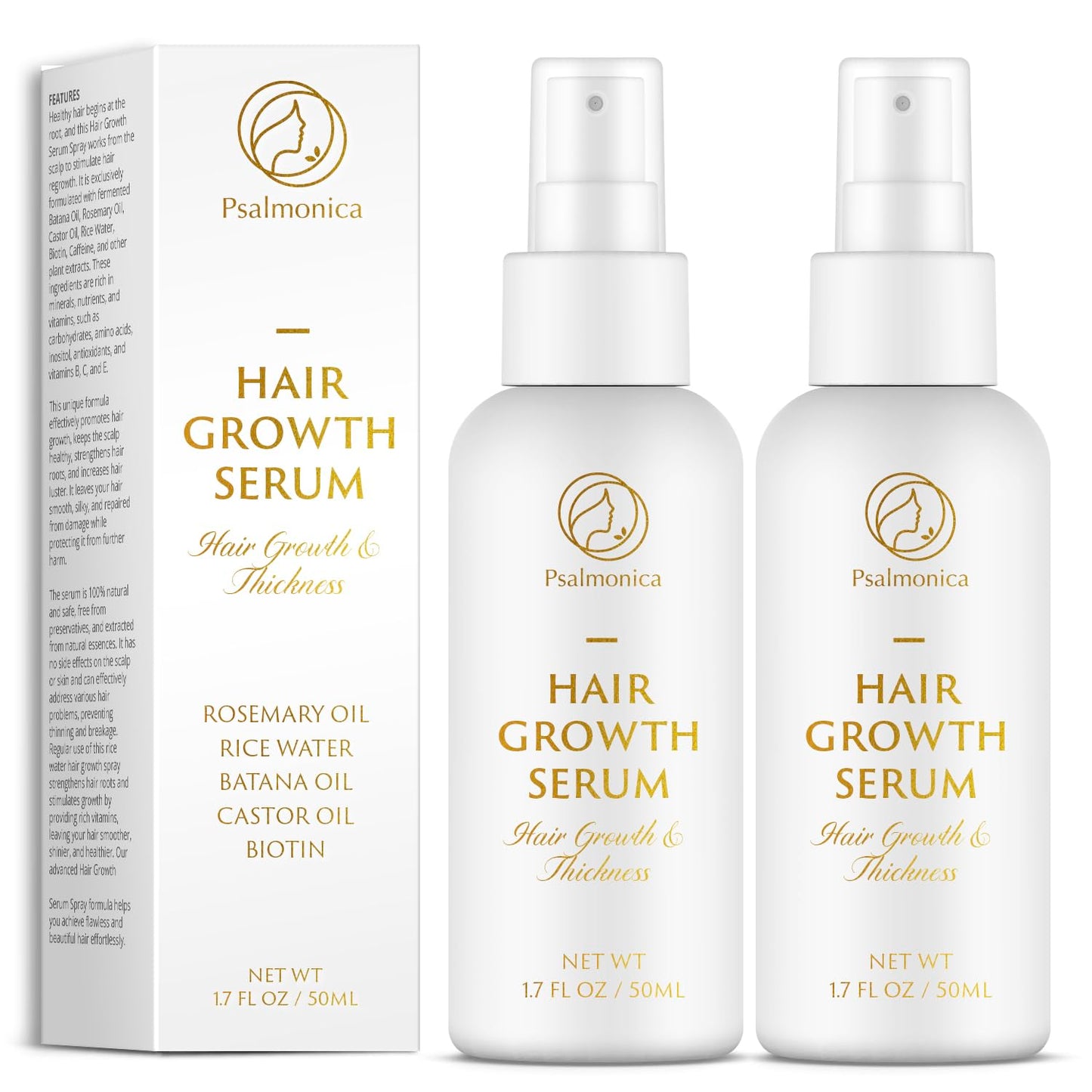 Hair Growth Serum - Rosemary & Castor Oil Blend for Thicker Hair | 50 ML Biotin Treatment