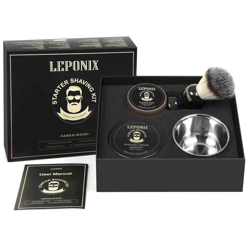 Mens Shaving Kit, The Ultimate Secret Santa Gift Set - Include Shaving Soap, Brush, Cream & Bowl – Premium Aftershave Christmas Gift Set for Him, Husband, Boyfriend – Ideal Grooming Essentials