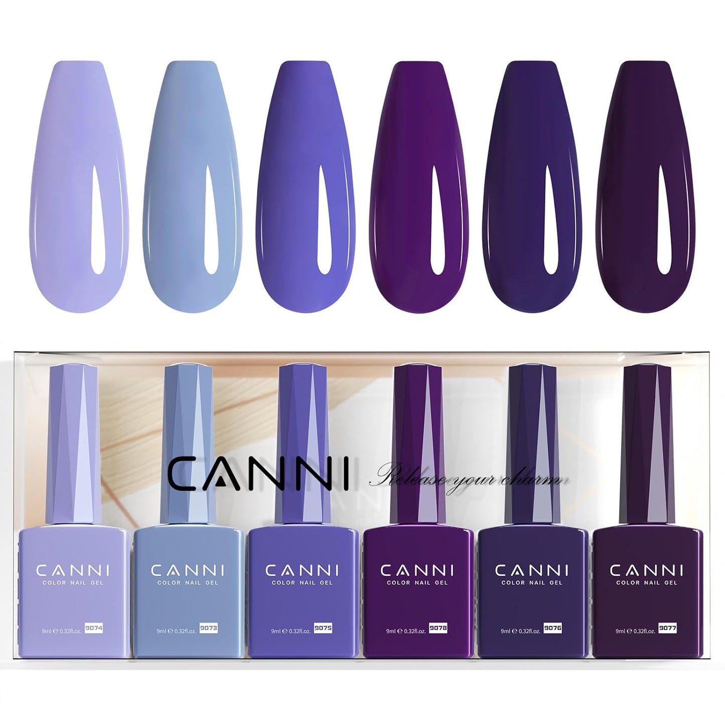 CANNI Gel Nail Polish Set - 6 Pcs 9ml Glitter & Solid Colors | Christmas & New Year's DIY Kit for Home Use