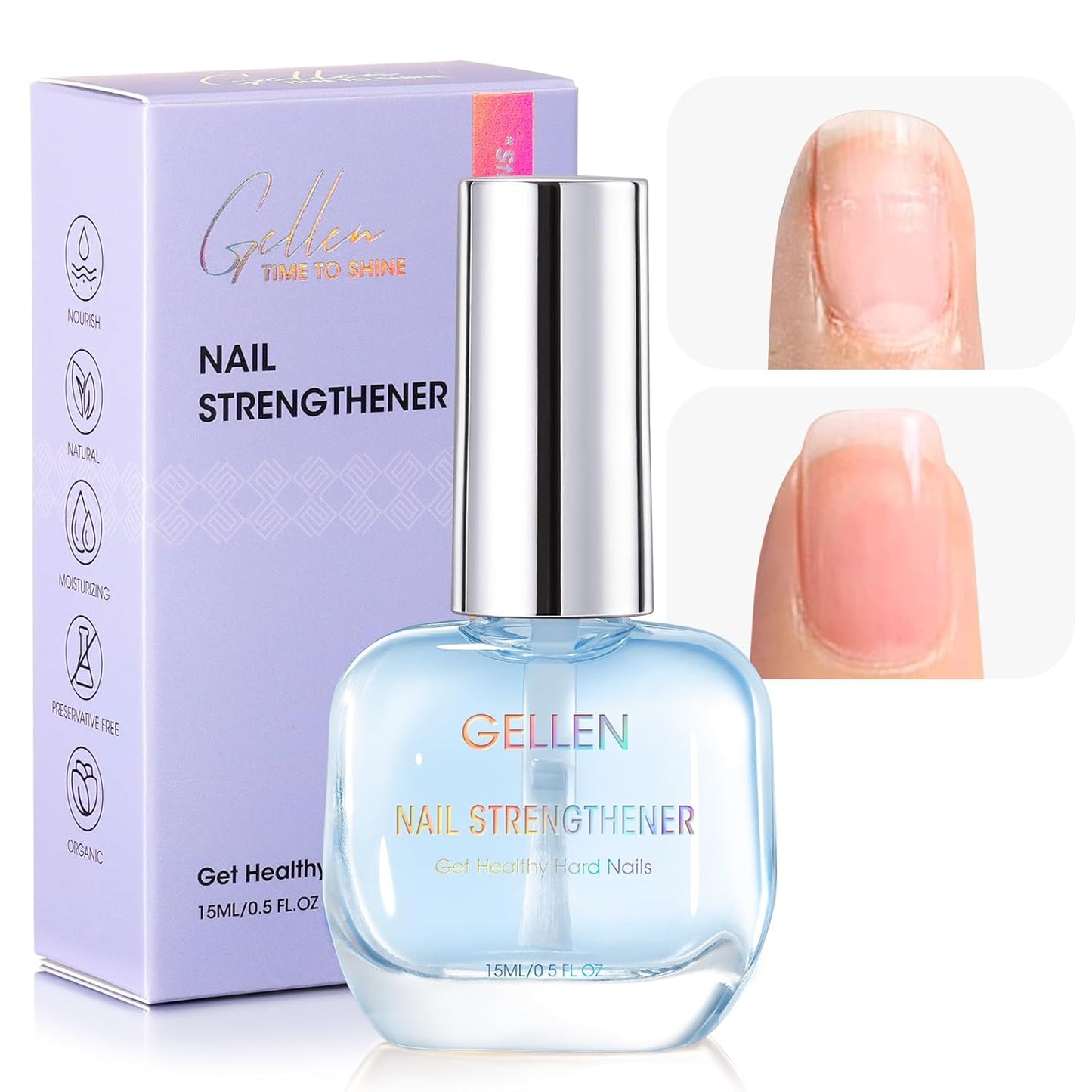 GELLEN Nail Strengthener - 8-in-1 Protein Serum for Weak, Brittle Nails | Lavender Scented Ridge Filler