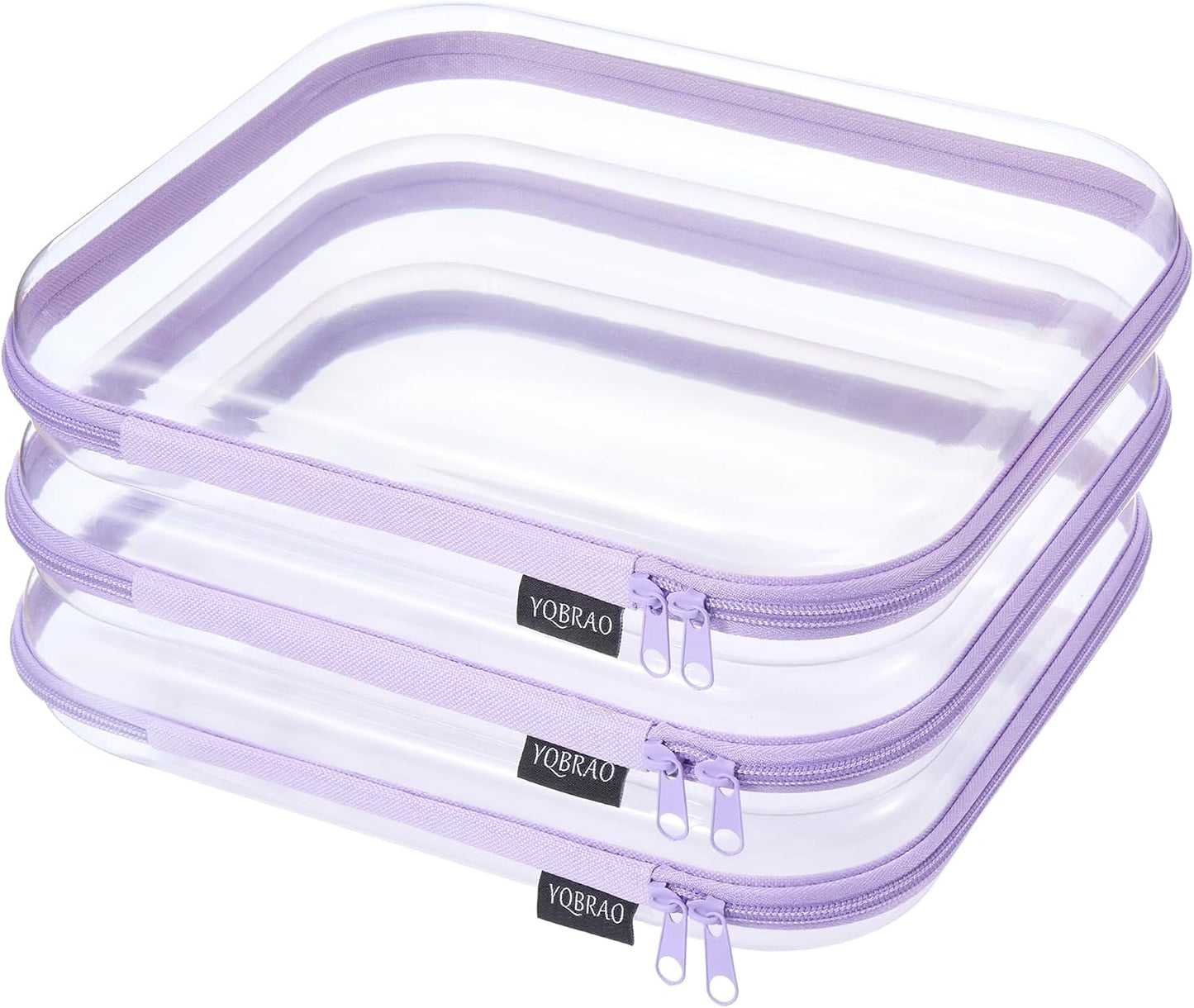 Clear Hard Shell Zipper Case Set - 6 Pack Heavy Duty Crush-Proof Diaper Bag Organizer Pouches | TSA Approved Travel Makeup & Toiletries Bags (2L, 2M, 2S)