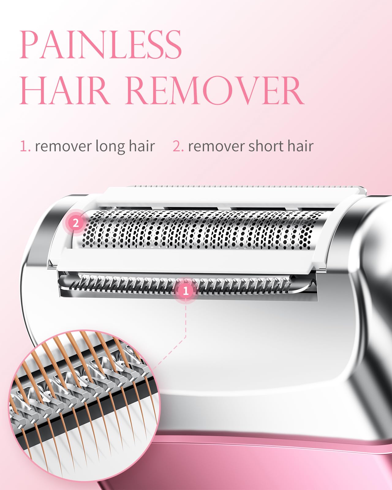 Cordless Electric Razors for Women, Travel Electric Shaver with LED Display, Rechargeable Body Trimmer Shaver for Private Area, Face Underarms Bikini,Lips,arms, Legs (Pink)